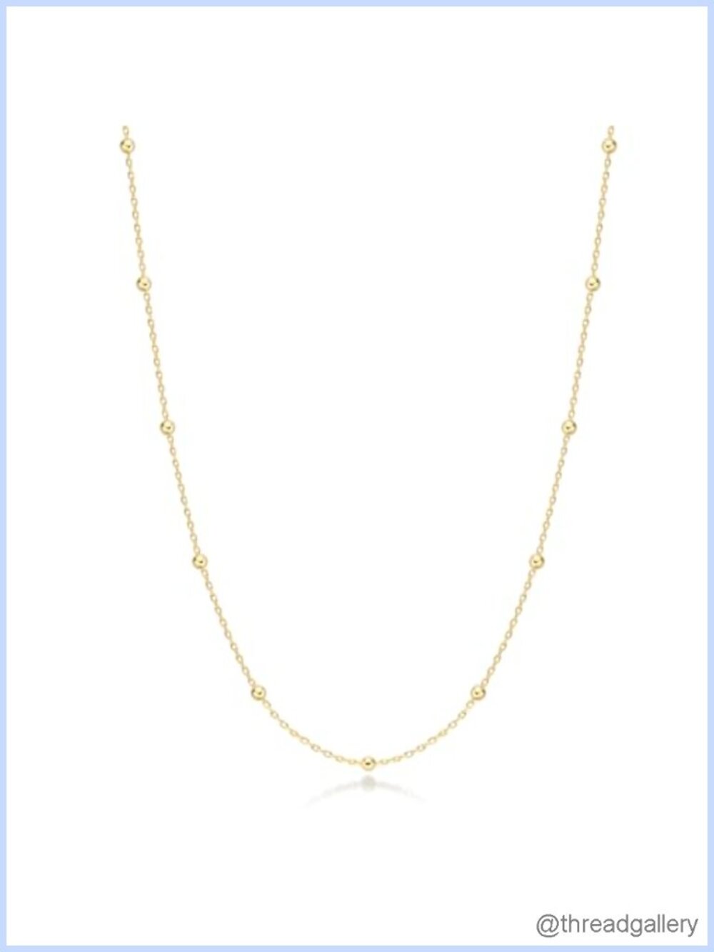 FRUMOS Gold Plated Beaded Chain Necklace 16 Inch Lobster Clasp
